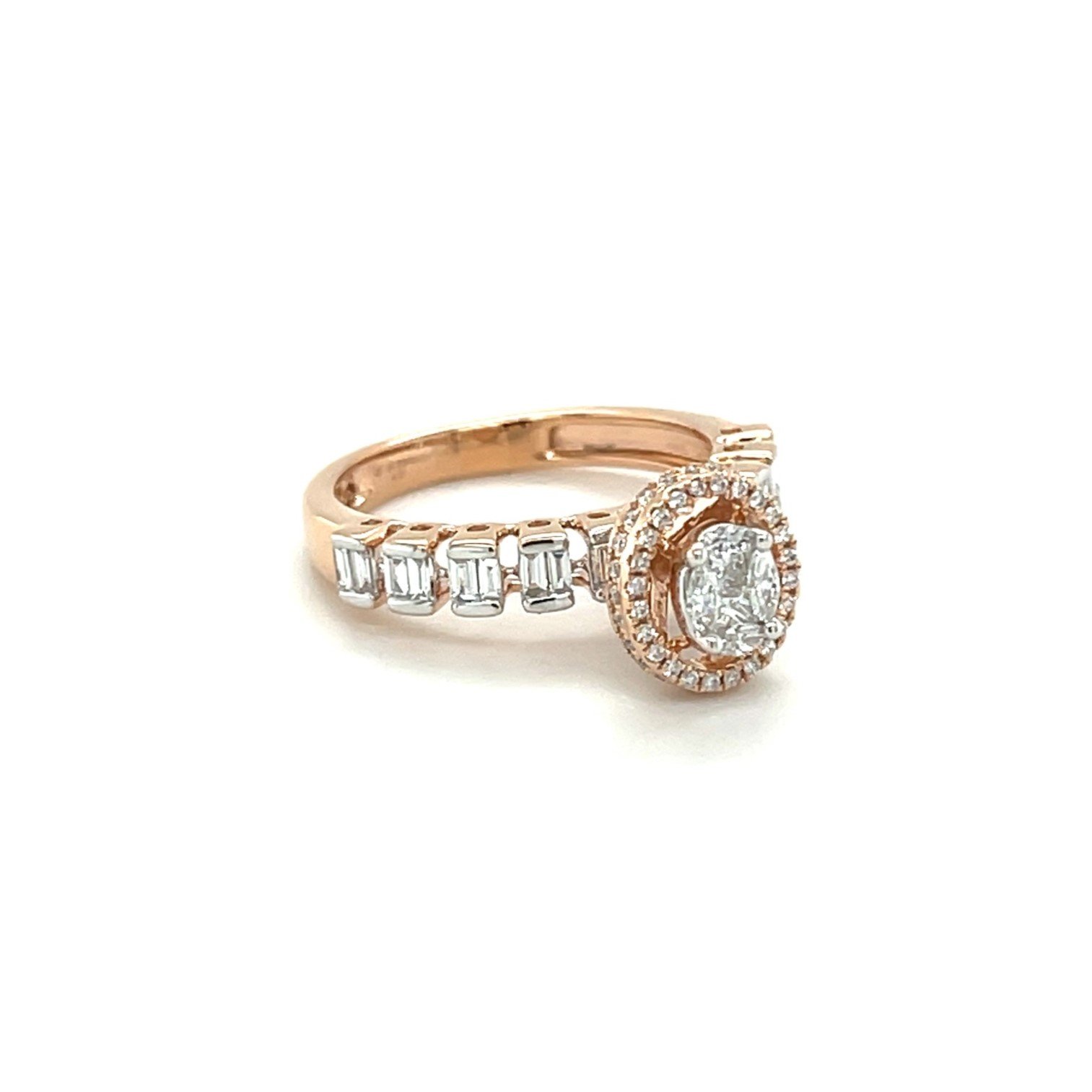 Radiant Cut Diamond Halo Ring in Rose Gold
